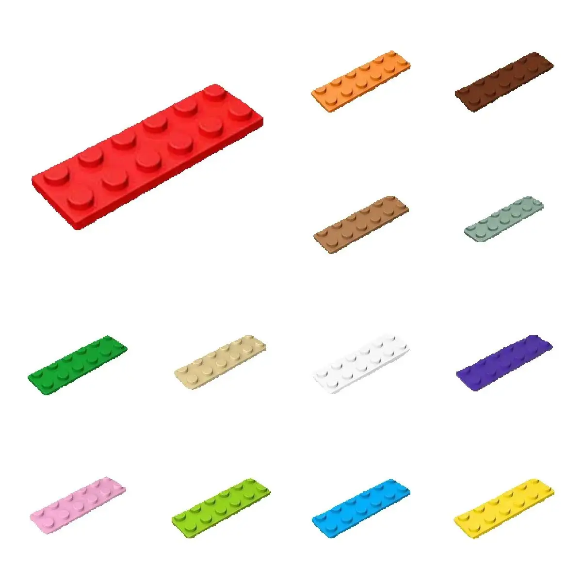 50pcs 3795 Plate 2x6 Dots Thin Figures Brick Building Block Toy Compatible Educational Creative Size Gift DIY MOC
