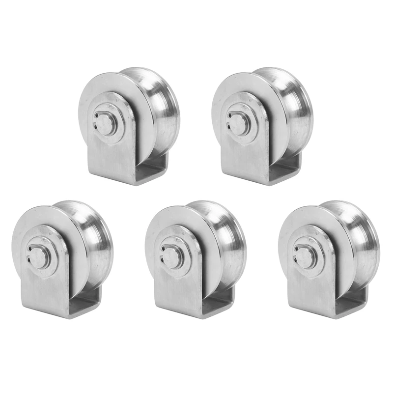 

5X 2 Inch Roller Wheel Bearings U Groove Pulley Wheels Detachable Heavy Duty Grooved Wheel For Material Handling