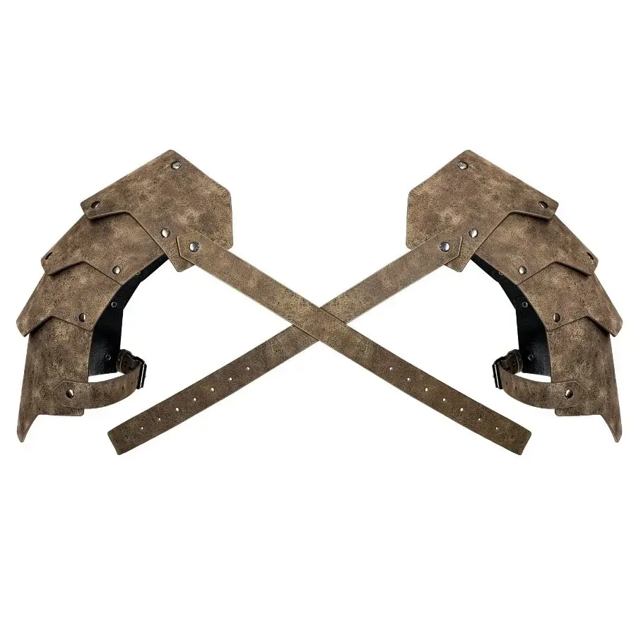 Medieval Viking Warrior Shoulder Armor Gladiator Samurai Knight Pauldrons Gothic Steampunk PU Leather Belt Armor Cosplay Costume