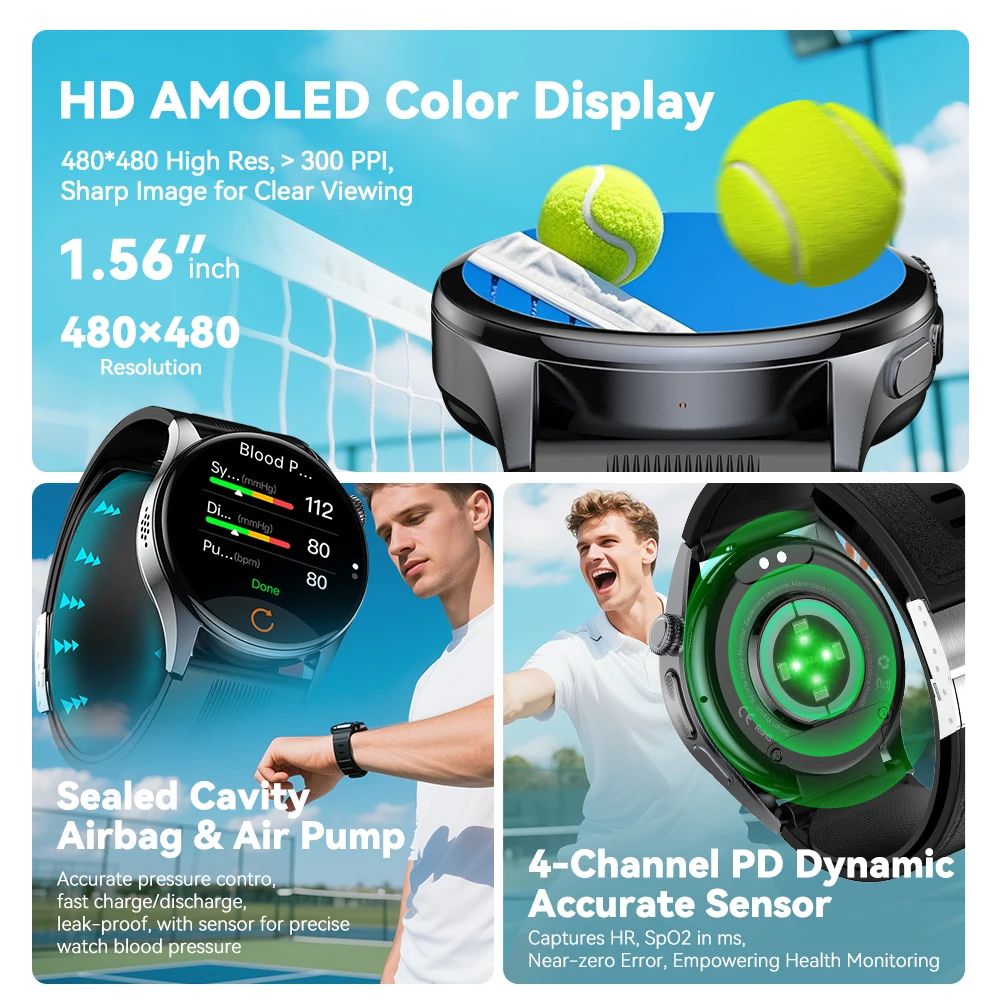 NOYAFA Jam Tangan Pintar Baru 2025 Pengukuran Tekanan Darah Presisi ECG PPG Monitor Kesehatan Smartwatch Layar AMOLED 1,56 Inci