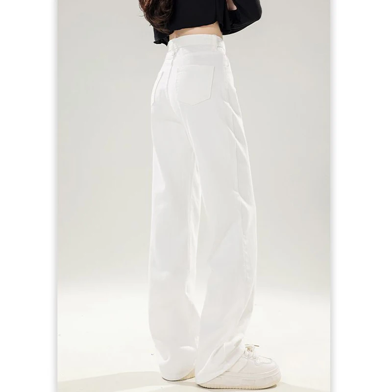 Dame Chic Koreanische Hohe Taille Jeans Hosen Frauen Klassische Mode Baggy Denim Hosen Mädchen Gerade Bein Casual Täglichen Hosen