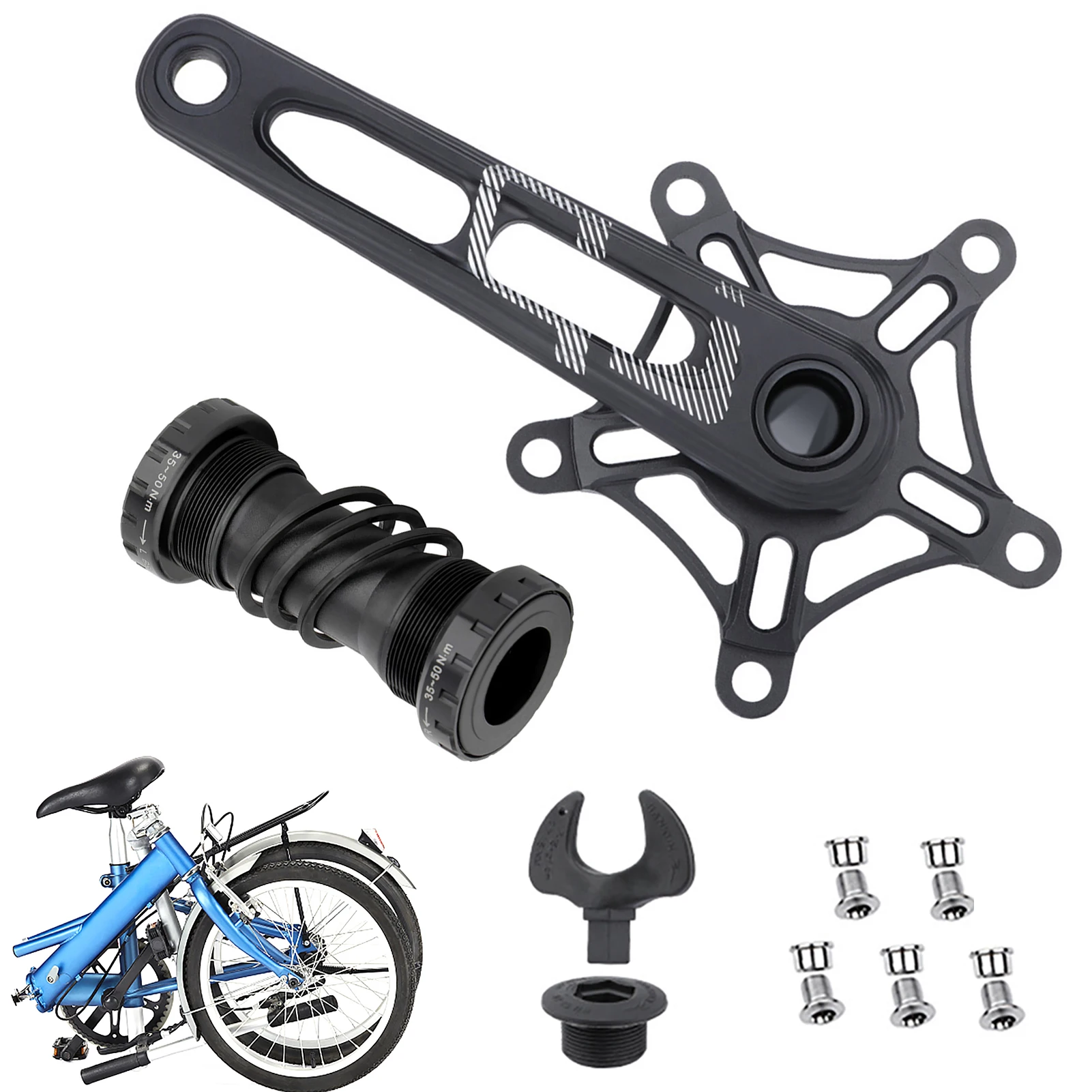 Bicycle Crank Chainring Set Aluminum Alloy Hollow Mountain Bike Crank Set Bicycle Crankset Central Axis For Cycling Bicycle Part