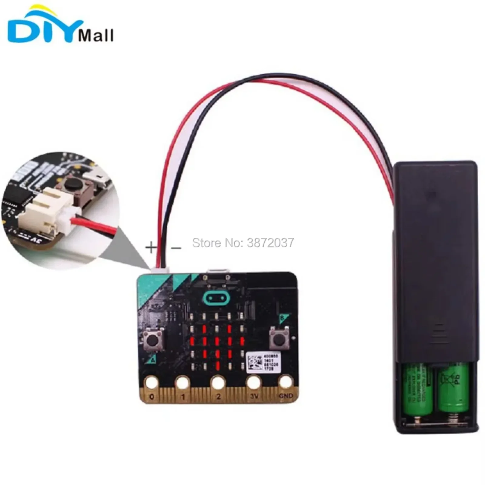 Custodia portabatteria Micro:bit da 5 pezzi per 2 batterie AAA con cavo da 14 cm con interfaccia PH2.0