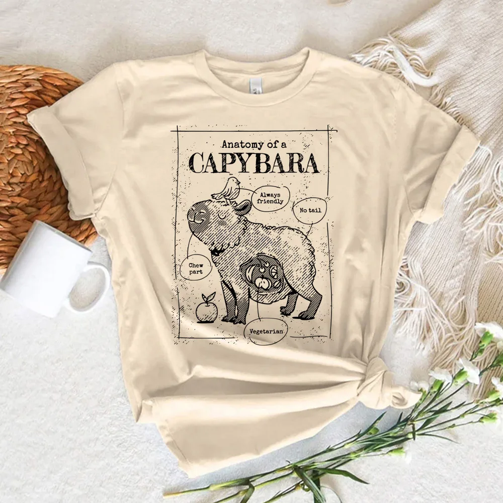 Capybara Tee women comic Japanese designer tshirt girl manga streetwear funny clothing