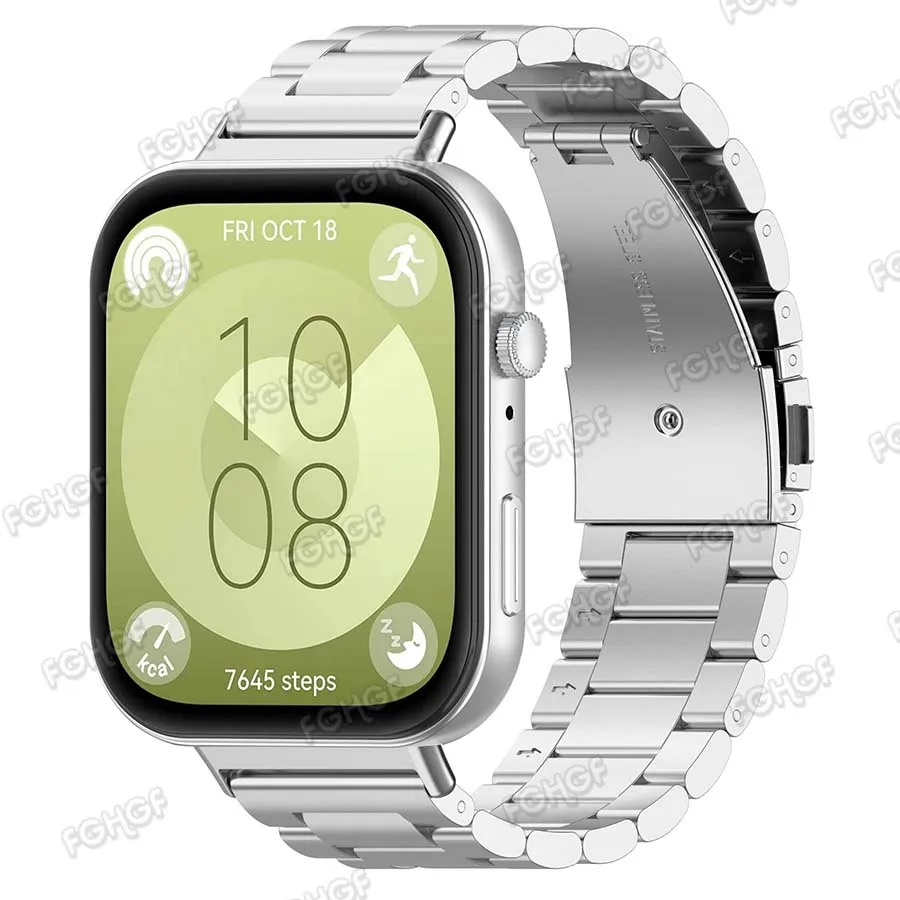 สายสแตนเลสโลหะสำหรับนาฬิกา Huawei ขนาดพอดีกับ3สายรัดข้อมือนาฬิกาอัจฉริยะสำหรับ Huawei Watch Fit 3สายรัดข้อมืออุปกรณ์เสริม Correa