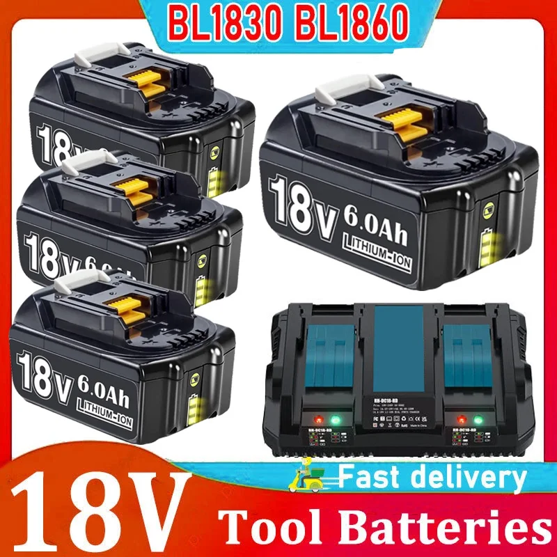 pour batterie Makita BL1830 ﻿ Chargeur 6A 18V 6.0Ah batterie rechargeable outil électrique BL1840 BL1850 BL1860B pour batterie au lithium Makita