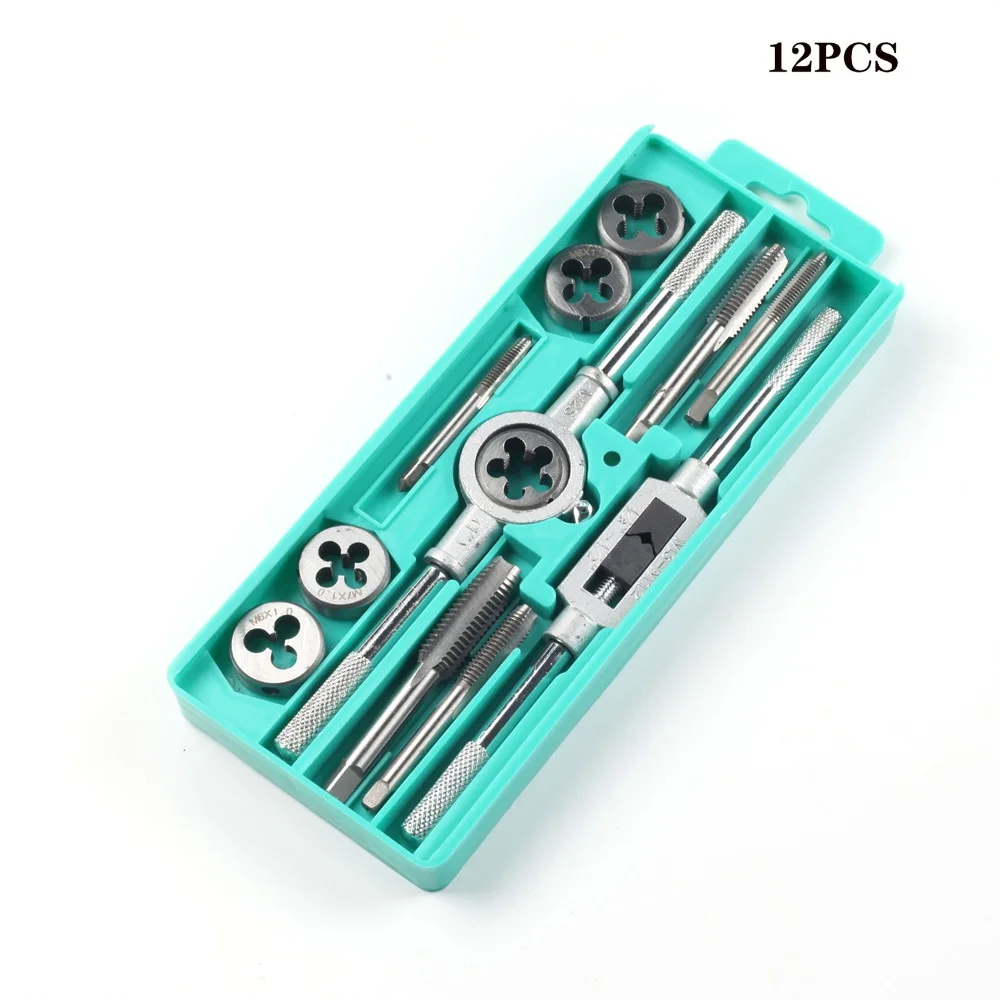 8/12/20In 1 Tap And Die Set M3-M12 Male Thread Screw Threading Tool Kit Alloy Steel Female Mechanical Professional Tools Machine