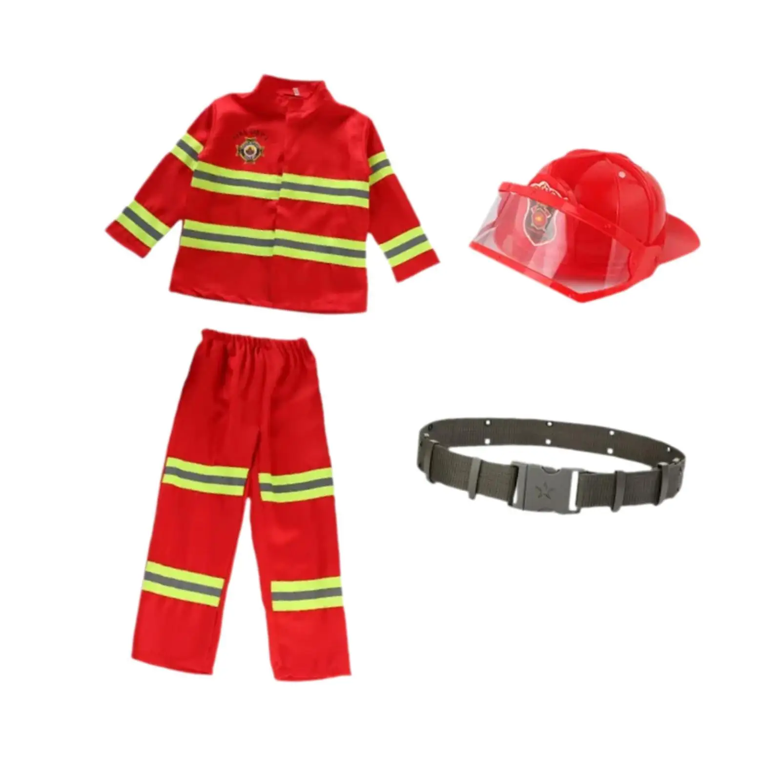 مجموعة لعب دور رجال الإطفاء للأطفال زي رجل الإطفاء من البوليستر مع معدات قبعة لعيد الميلاد والهالوين #5