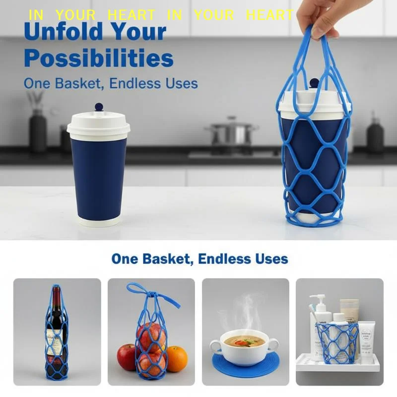 【X】Innovative Silicone Pot Holder Bag Foldable Wine Bottle Carrier Ideal for Outdoor Adventures