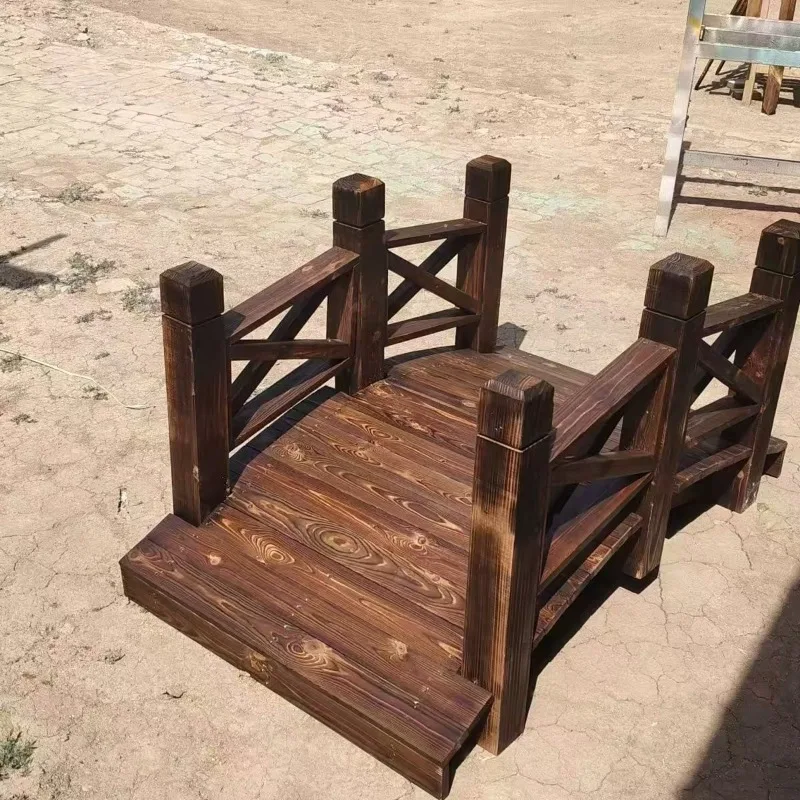 Outdoor anticorrosive wooden arch bridge
