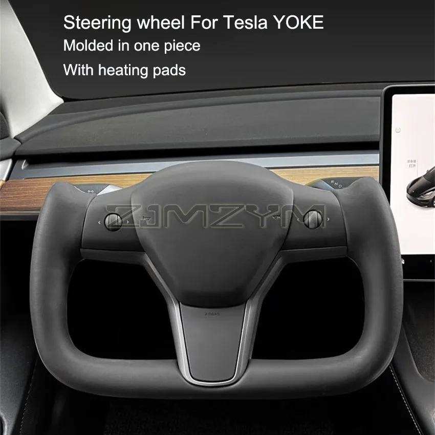 For Tesla Model 3 yoke steering wheel 2019-2022 With heating real carbon fiber leather steering wheel NAPA Leather Accessories