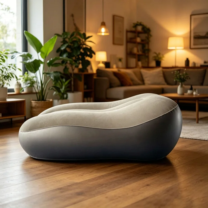 Automatic Inflatable Bean Bag Sofa, Ergonomic Curved Lazy Sofa, Living Room Outdoor Home Velvet Surface Lazy Lounge Chair