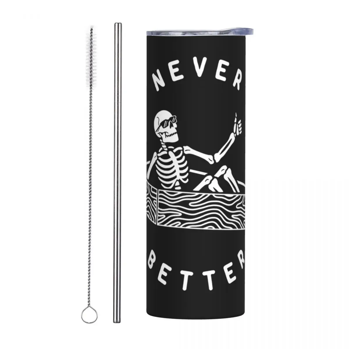 Never B Stainless Steel Tumbler Vacuum Insulated Mugs Thermal Cold Cup Straw With Lid 20oz