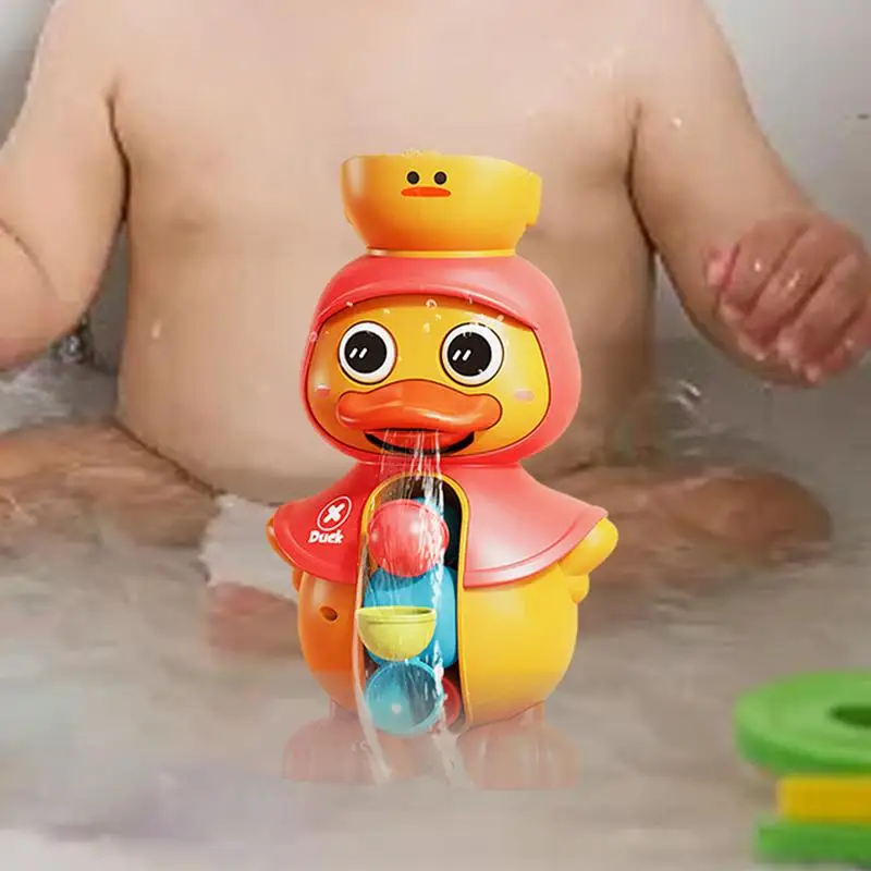 오리 풀 장난감 유아를위한 회전식 물 바퀴가있는 오리 모델 어린이를위한 현실적인 샤워 물 장난감 소녀 소년 어린이 유아