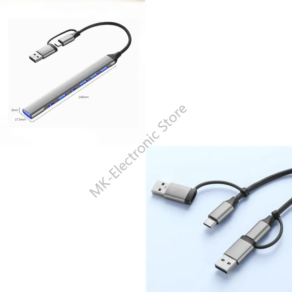 

R2LF Multifunction 7/4 Port USB Hubs Aluminum Body Fast Speed Data Syncs OTG Enableds Portable