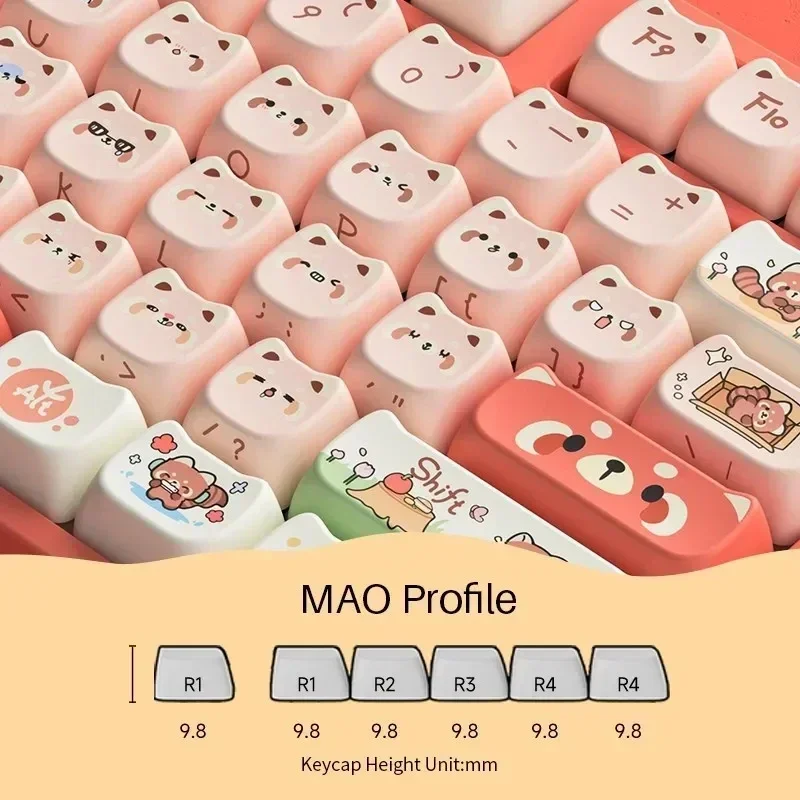 

AKKO Raccoon Mao Keycaps 142keys Pink Pbt Dye-Sub Keycaps Set Customized Cute Cat Ear Pc Accessories For Mechanical Keyboards