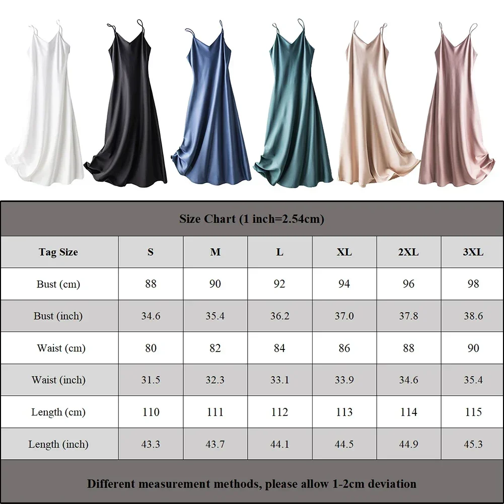 Satin Women Slip Long Dress Sexy V-Neck Sleeveless Backless Female Maxi Dresses Spring New Elegant Loose Lady Robes