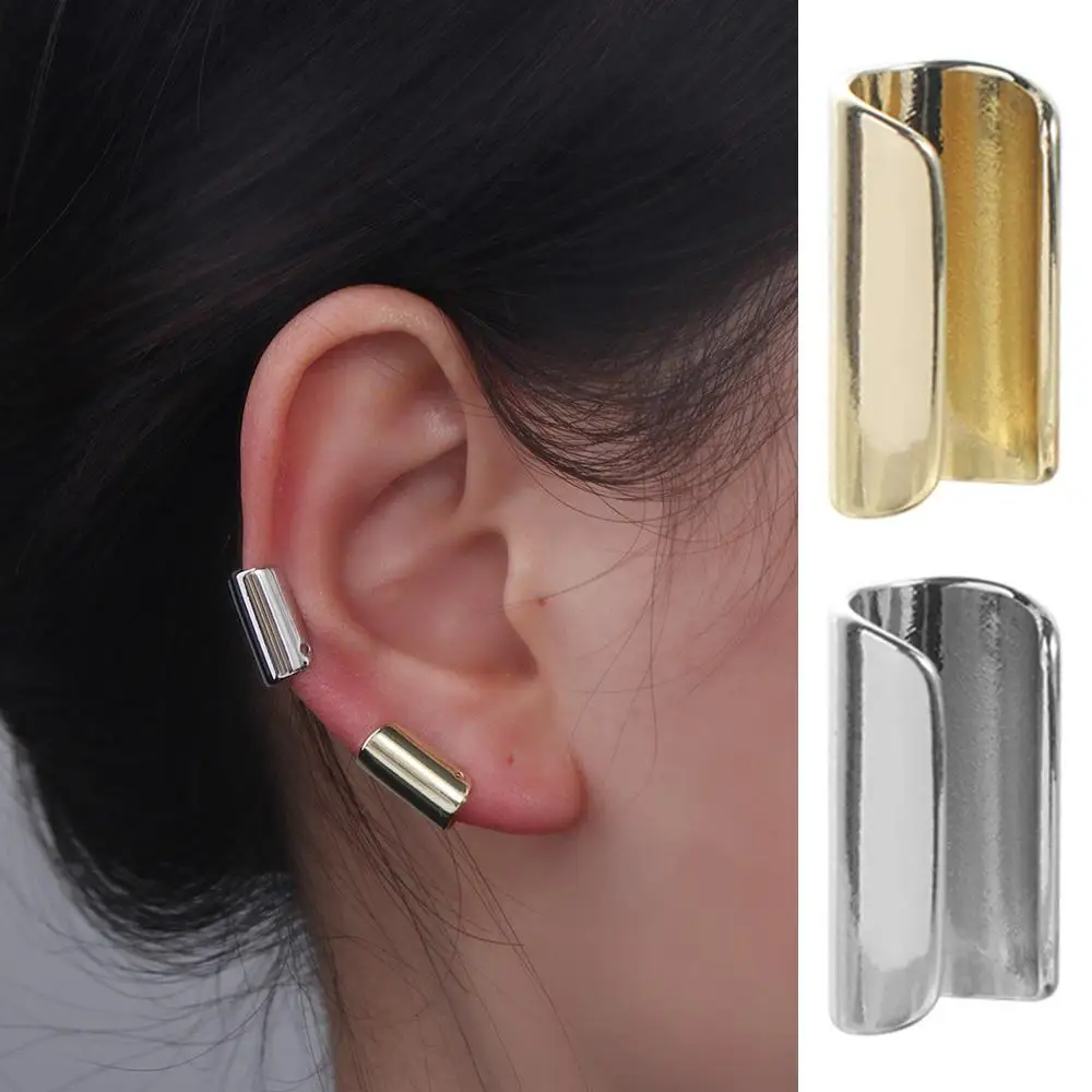 Non-Piercing Long Tube Clip Earring Solid Color Copper Ear Bone Clip Helix Tragus Jewelry Accessories Fake Ear Cuff