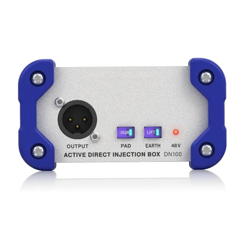 DN100 Active DI Box with Extended Dynamic Range +48V Phantom Power Indicator LED