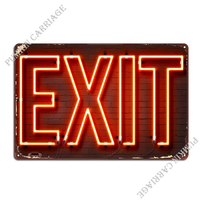 Exit Neon Sign Metal Plaque Wall Decor Iron Sign Wall Decor Cinema Tin Sign Poster