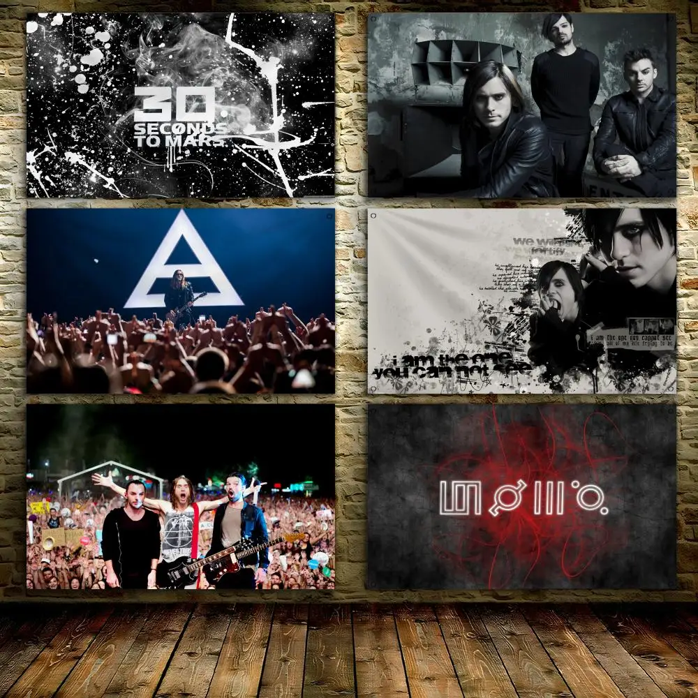30 S-SECONDS TO MARS Rock Flags 3x5 Ft Custom Banner For Garage Door Room Decor Wall Out Decoration With Metal Buckle