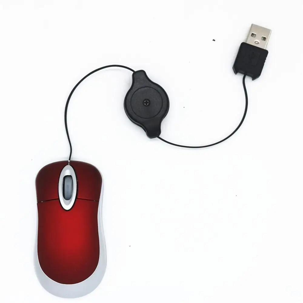 Retractable Cable USB Wired Mouse Portable Lightweight mini Retractable Mouse Plug-and-Play Ergonomic Shape Computer Mice