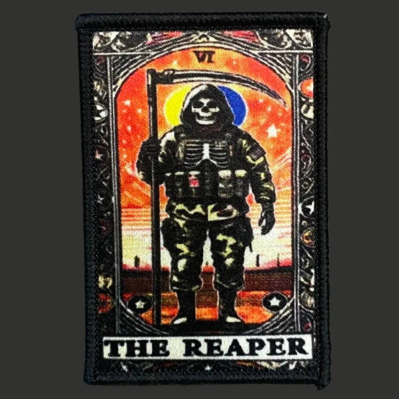 

The Reaper Patch Tarot Card Military Tactics Morale Badge Print Hook and Loop Backpack Clothes Hat Accessories Armband Sticker