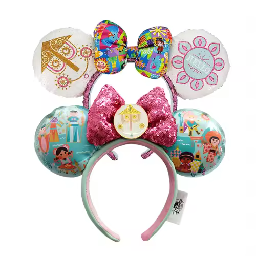 2026 Mickey Mouse Ears Headband 2025 Cinderella Rapunzel Princess Bow Minnie Ear Headwear for Adult Kids Holiday Hairband - Image 25