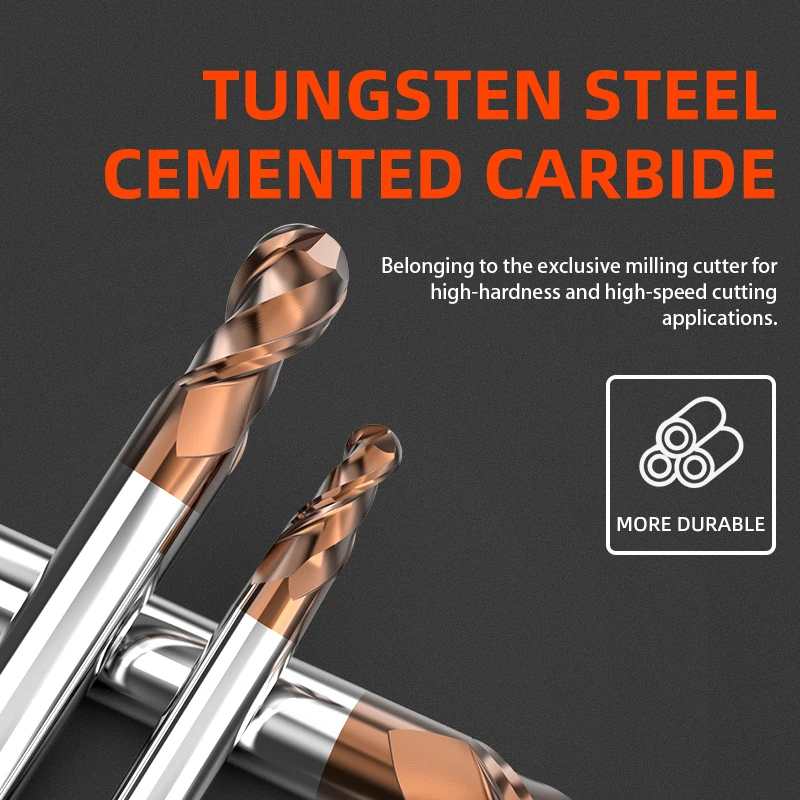 Imagem -03 - Huhao Bola Nariz Fresas de Carboneto Cnc Cortador Roteador Bits Flauta Tingin Revestido Fresa para Liga Aços Endurecidos