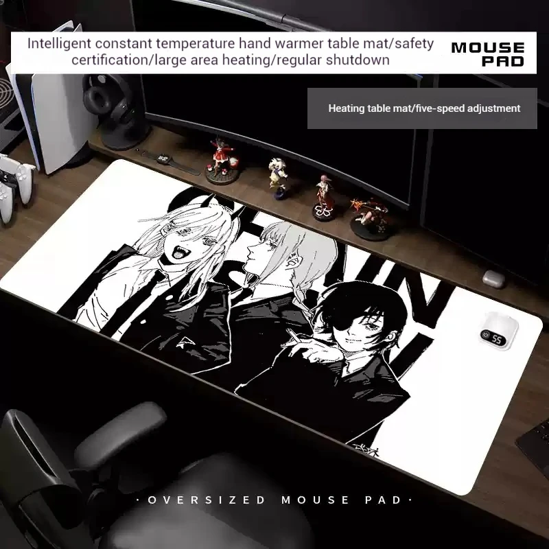 Chainsaw Man Makima Heating Mouse Pad Cartoon Super Large Warming Table Anime Advanced Warming Table Pad Keyboard Pad Office Pad