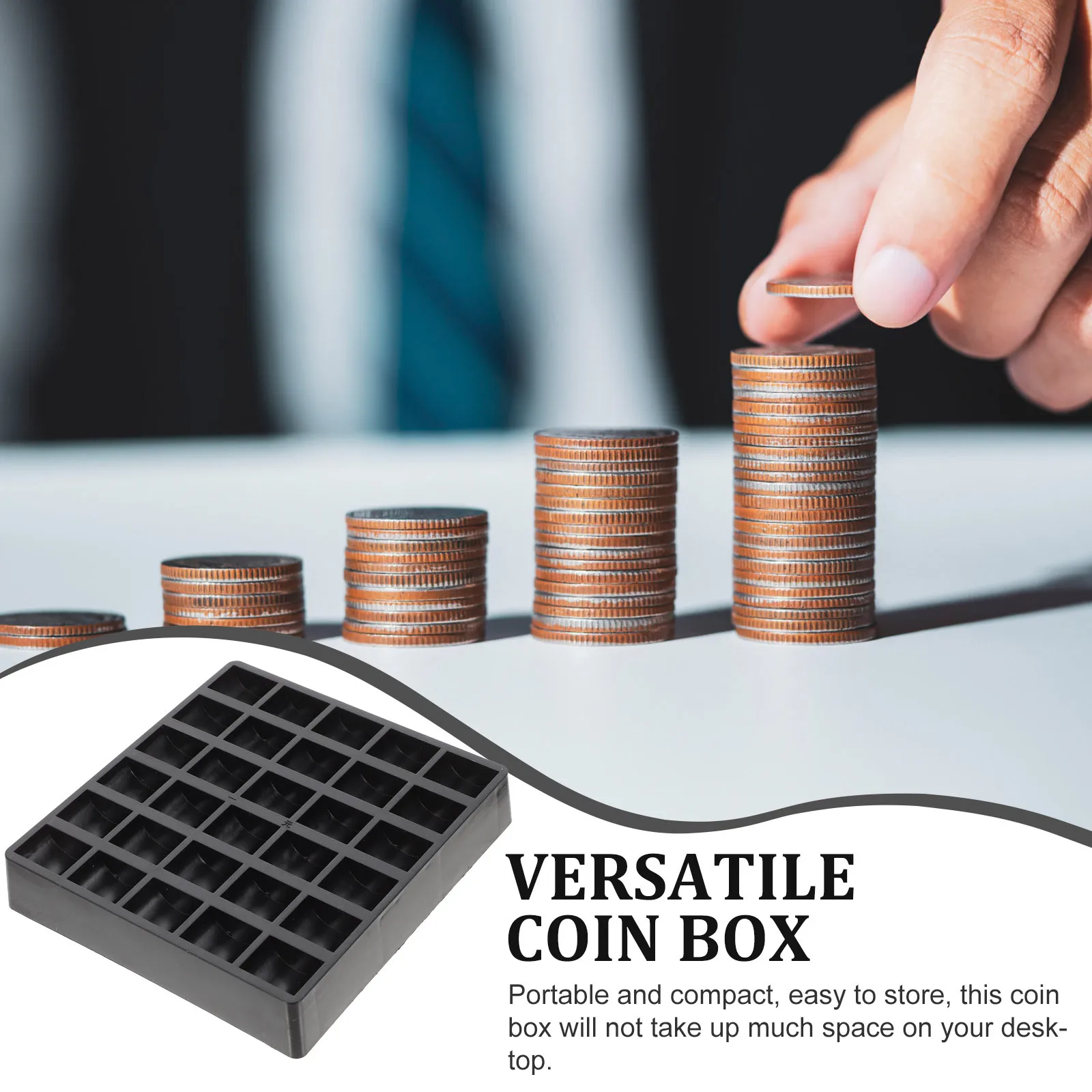 2 قطعة صندوق تخزين من البلاستيك الفاخر منظم العملات المعدنية المحمول شبكات متعددة لحاوية حامل العملات المعدنية #3