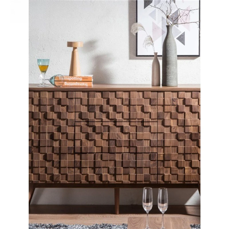 

North American black walnut porch cabinet Italian dining side cabinet creative living room solid wood sofa side cabinet