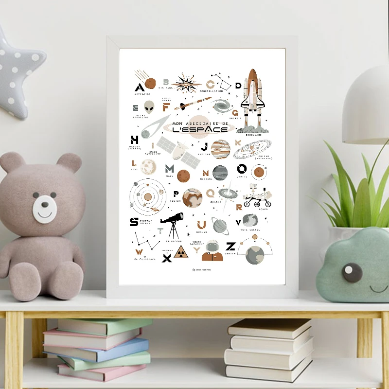 Space Planet Universe Poster Minimalist Wall Picture Art Print Canvas Painting Modern Decorative Nordic Nursery Children\'s Room