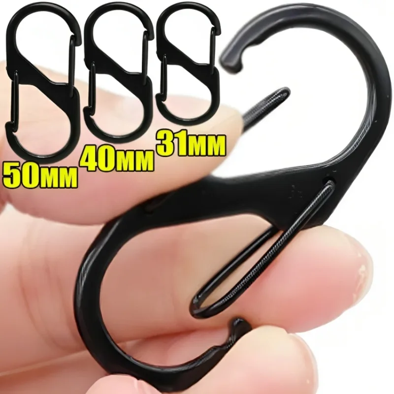 

Мини-брелок-крючок типа S, карабин из нержавеющей стали с замком, противоугонный рюкзак для кемпинга, пряжка, инструмент для блокировки ключей, 1-10 шт.