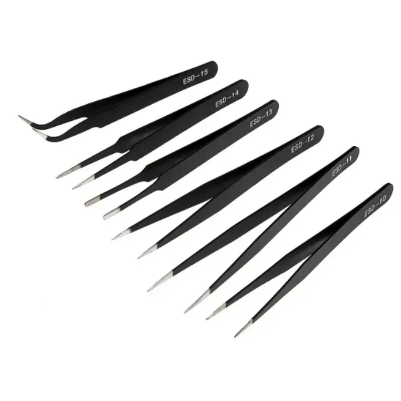 Stainless Steel Curved Straight Black Tweezer Nail Art Rhinestones Nipper Picking Tool Sequins Beads Making Tool Hand Tool Set view 5