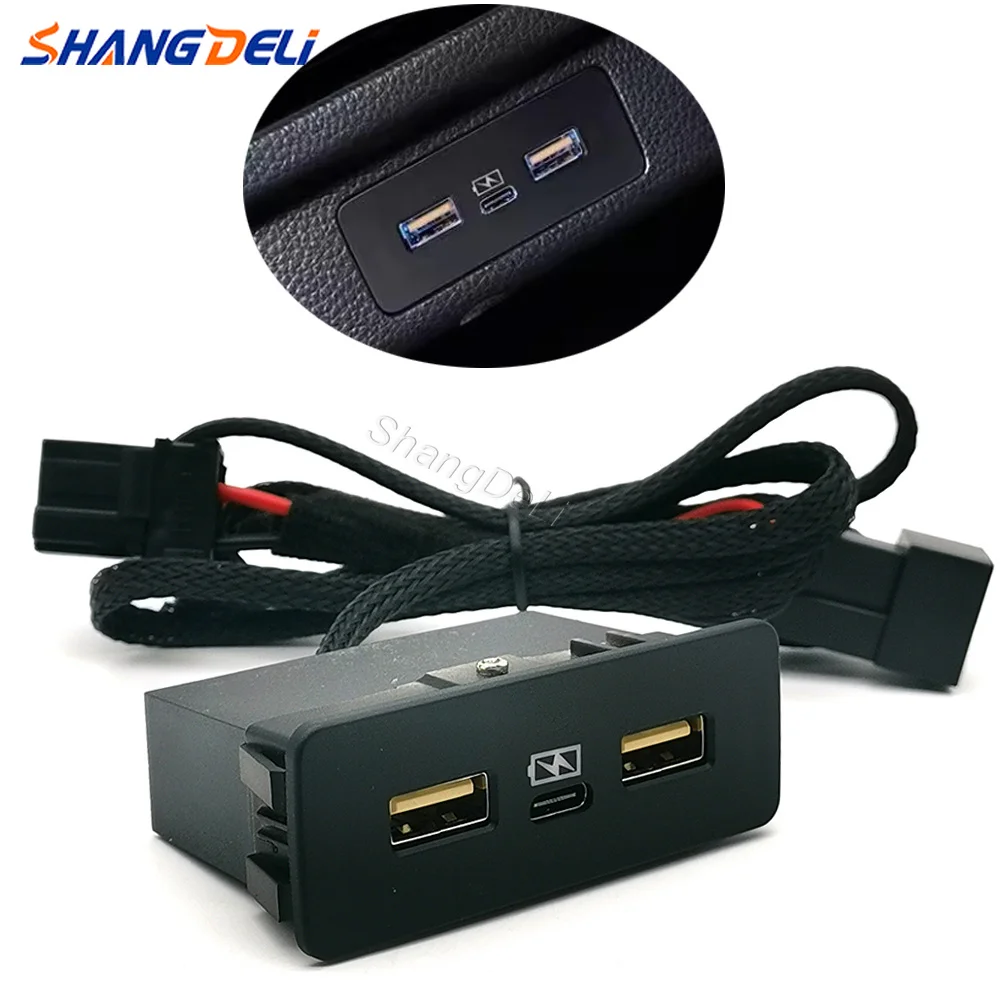 Auto Interior Power Supply Accessory 12V Triple‑Port Fast Charge Dual USB PD Charging Socket Fit For Honda New CRV Civic Accord