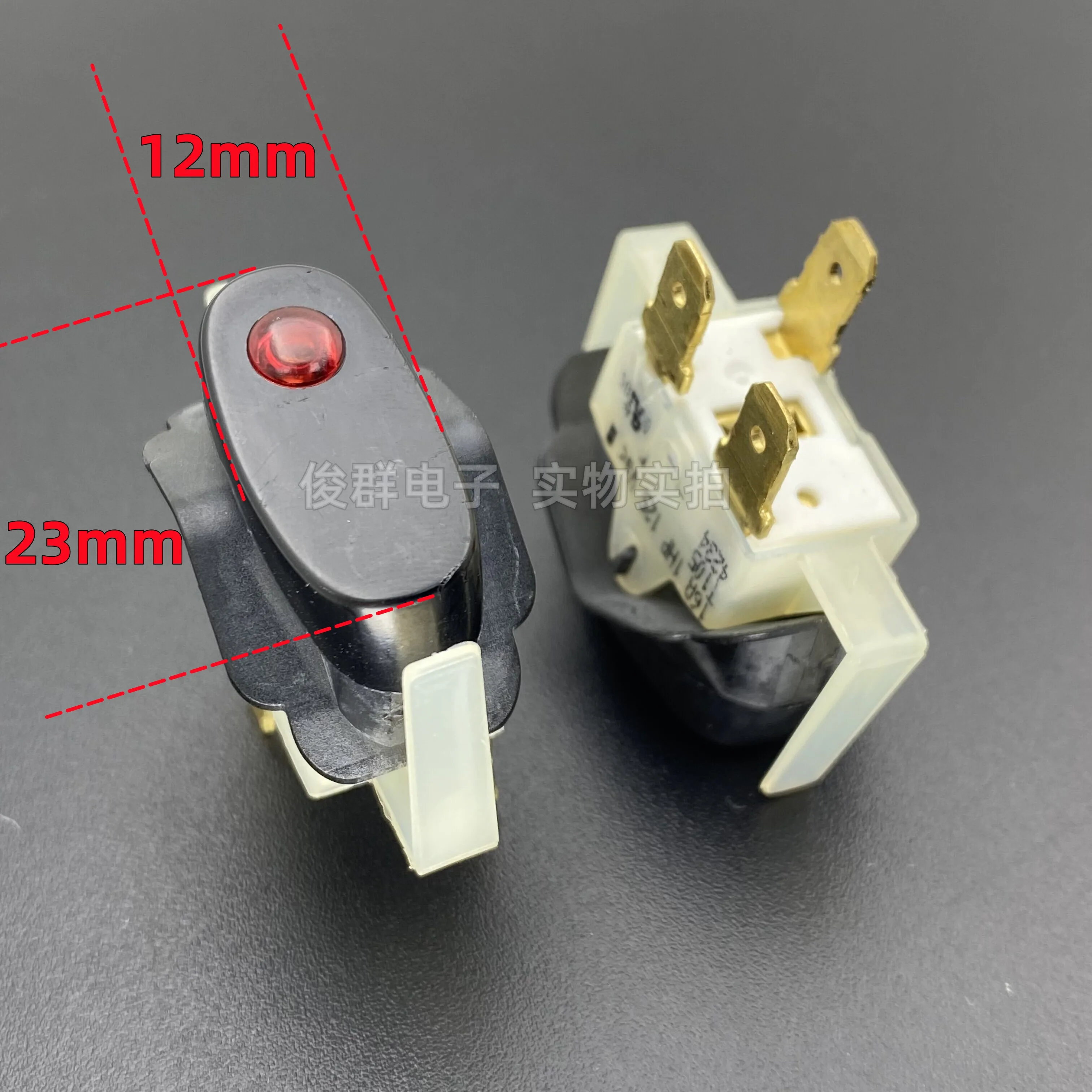 10pcs/imported boat switch with red light 3 feet 2 gears 16A rocker-shaped power button hair dryer button