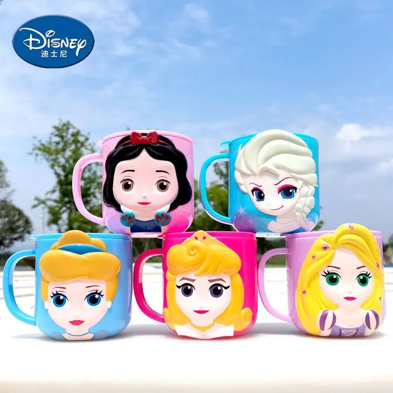 3D Kids Cup Pixar Car 95 Princess Elsa Cinderella Rapunzel Cartoon Character Toothbrush Mug for Bathroom Drinking view 3