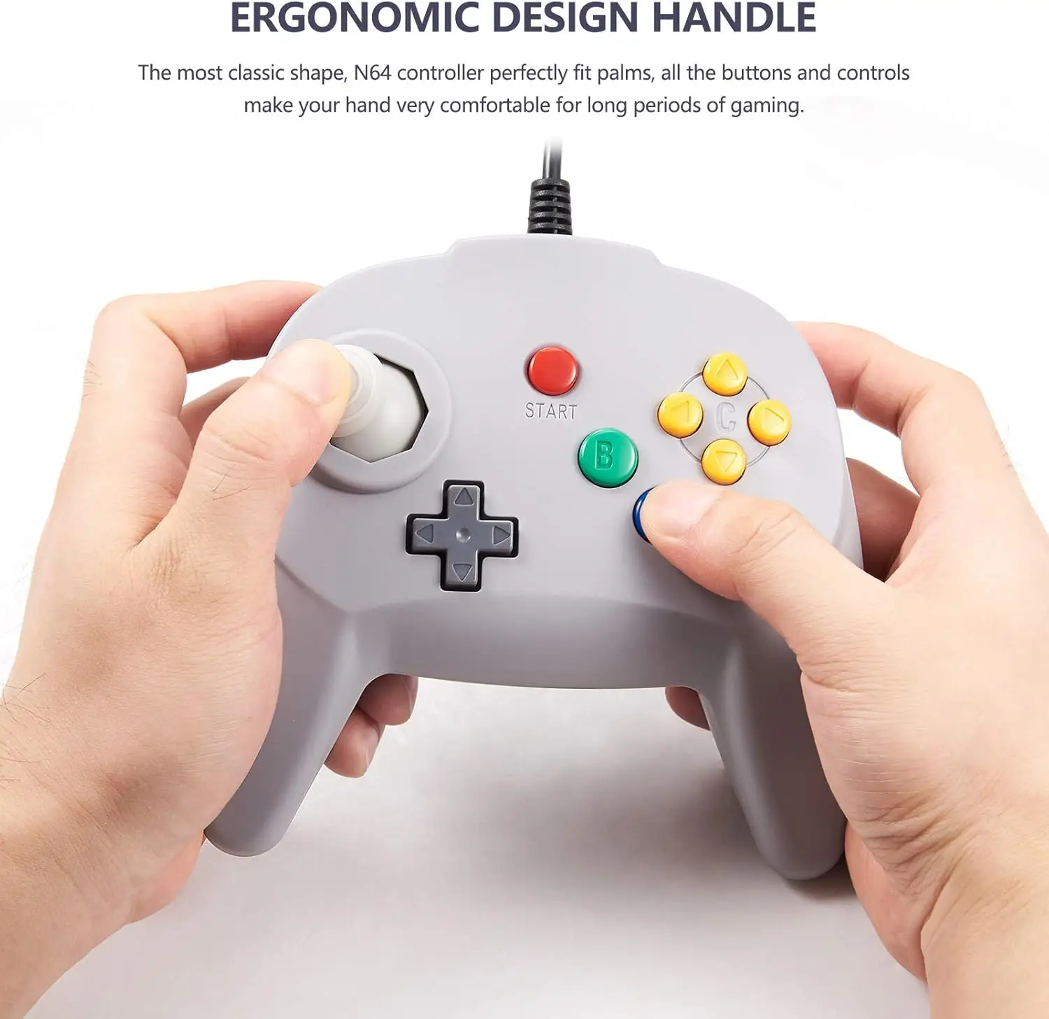 Retro for N64 Mini Controller Wired Remote Bit Game Pad Upgraded Joystick Controller for Classic N64 Console (Gray)