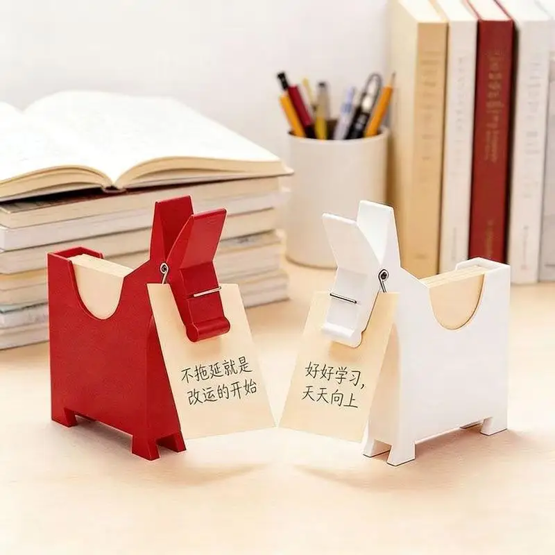 Multifunctional Cute Horse Desktop Memo Holder with Note Clip Sticky Note Storage Practical Desk Accessory for Office Home Scho