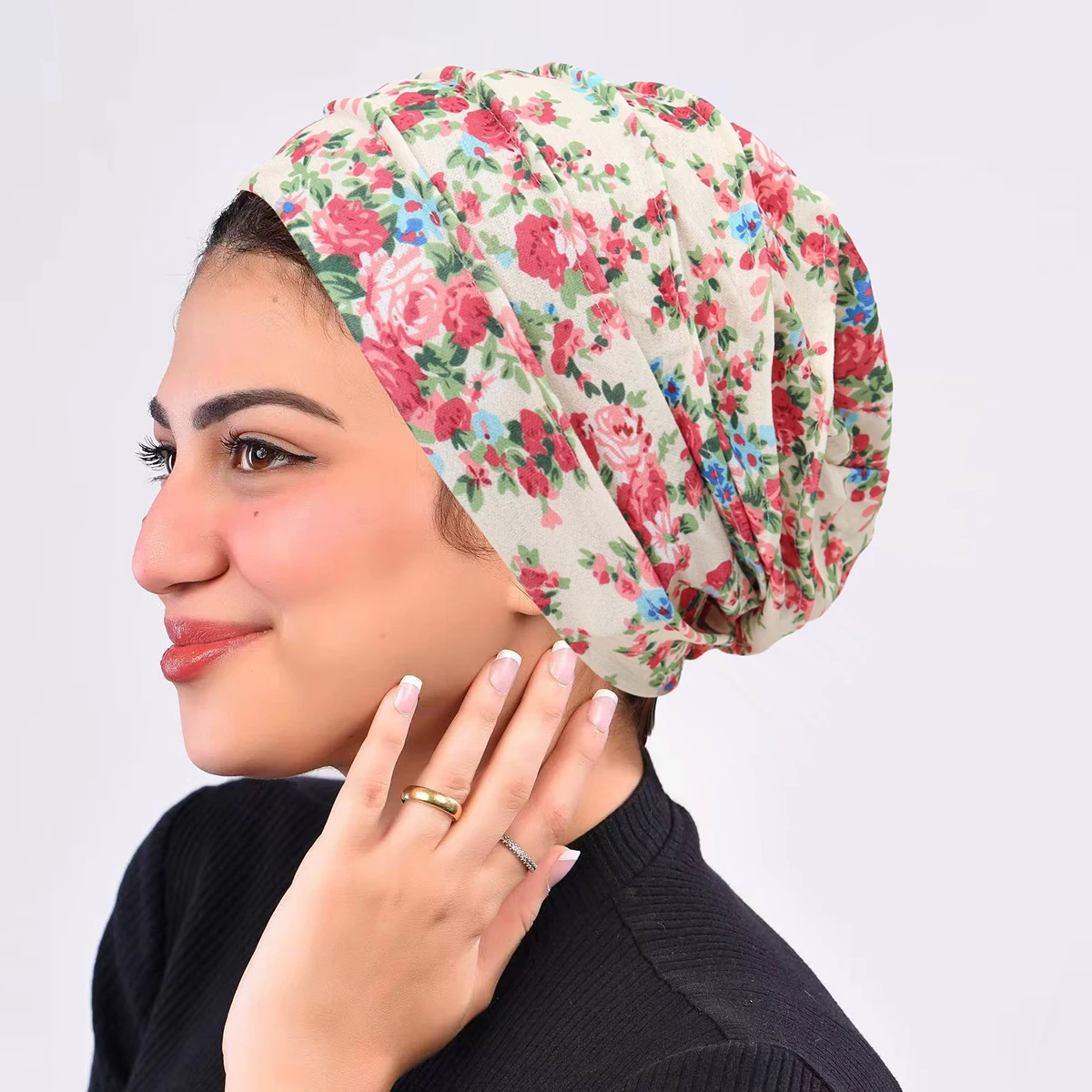 Trendy Printed Night Cap Soft Strech Muslim Women Hijab Bonnet Sleeping Cap Ladies Headscarf Convenient Hat Wrap