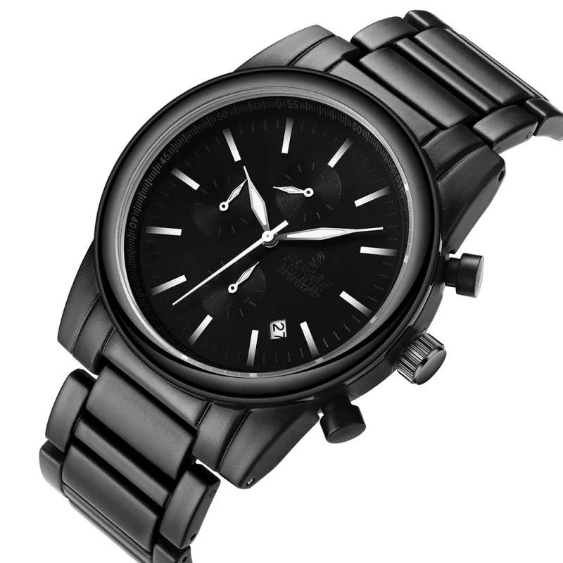 Black Men's Multi-Functional Watch Quartz Waterproof Watch