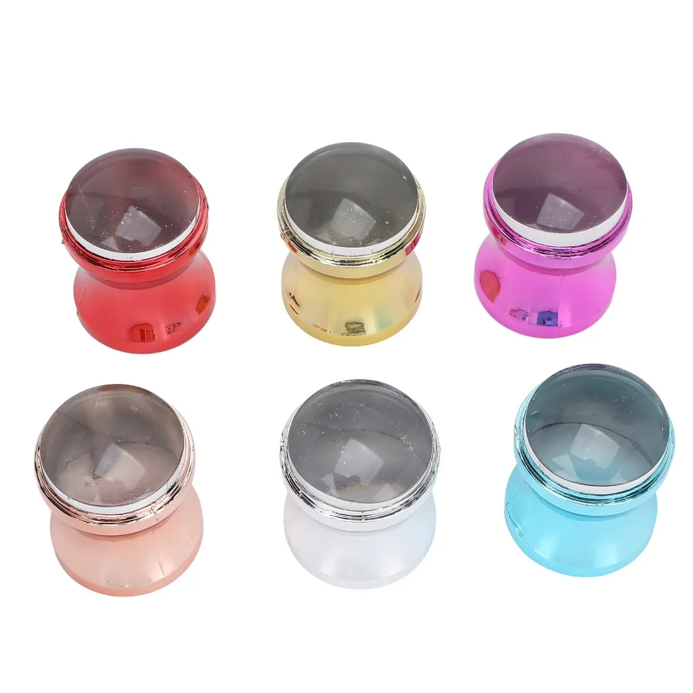 6pcs Transparent Nail Art Stamper 6 Colors Silicone Silicone Stamper Professional Stamping DIY Nail Decoration Manicure Stamper