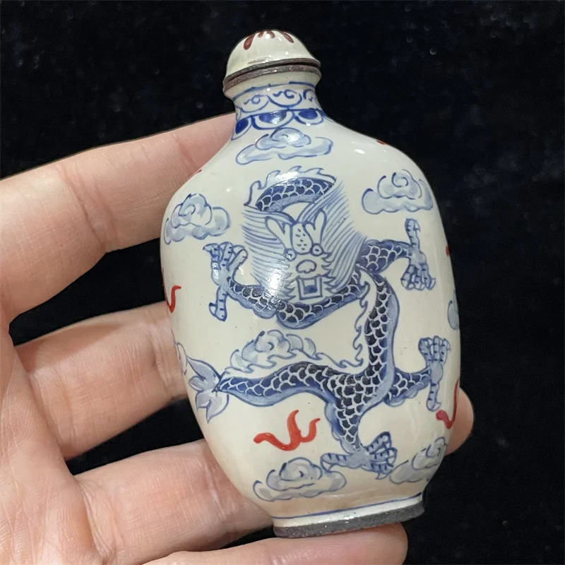 Cloisonne painted snuff bottle, glass antique, playing with old objects, mini nostalgic snuff set supplies, empty bottle