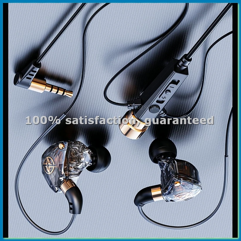 HiFi Wired Headphones with Microphone Noise-Cancelling Dynamic Earphones in Ear Earbuds Bass Headset for Sports(Black)-ABVM