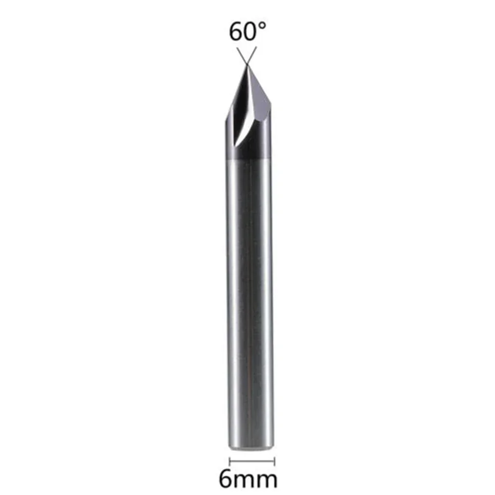 Versatile chamfer milling capabilities 60 Degree 2Flute Carbide Chamfer Mill 6mm Shank VGroove TiAIN CNC Router Bit