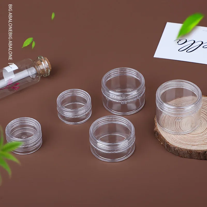 50pcs 20g 15g 10g 5g 3g Empty Plastic Cosmetic Makeup Jar Pots Transparent Sample Bottles Eyeshadow Cream Lip Balm Container