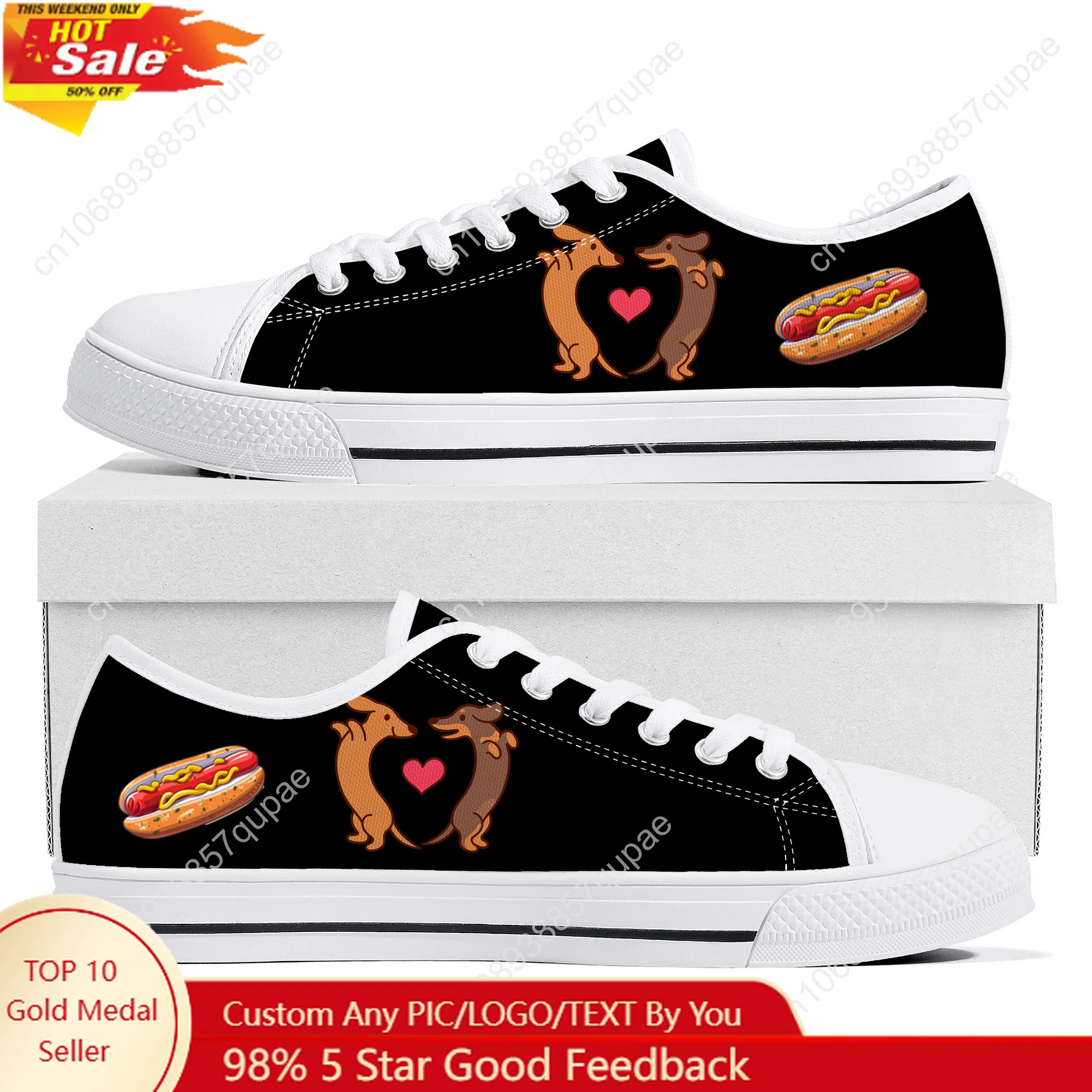 Cute Cartoon Sausage Dog High Top High Quality Sneakers Mens Womens Lightweight Canvas Sneaker Ghana Casual Custom Shoes