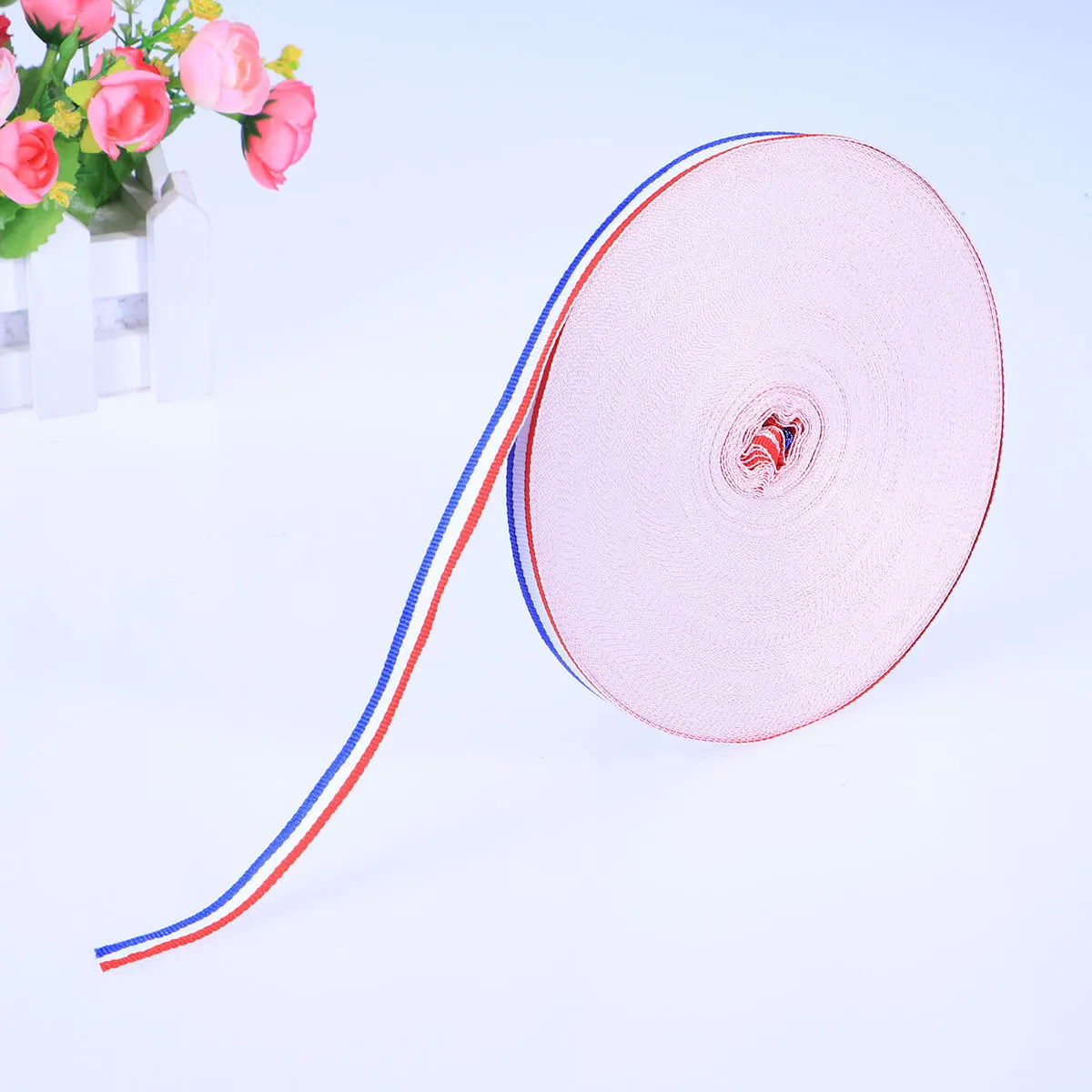 

50M/Roll Polyester Stripes Ribbon 1Cm Wide For Wedding Gift Wrapping Sewing Crafts Bulk Fabric Ribbon Craft Supplies