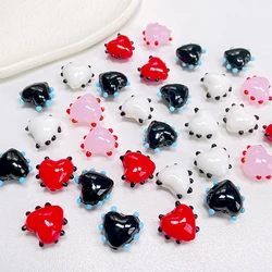 5pcs15x17mm Handmade Round Dot Heart Shape Lampwork Beads For Jewelry Making Loose Spacer Murano Glass Bead DIY Bracelet Earring